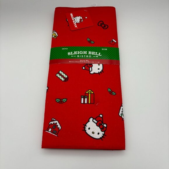 Sleigh Bell Bistro Hello Kitty Christmas Holiday Drying Mat, 20in x 15in NEW - Picture 1 of 2